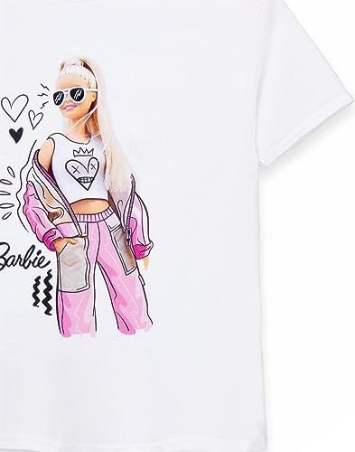 Barbie Pose Girls Camiseta Blanca de Manga Corta | Icónica Marca Diseño lúdico Divertido y Moderno con gráficos Vibrantes | Ajuste cómodo | Moda Femenina | Juego imaginativo | Niños