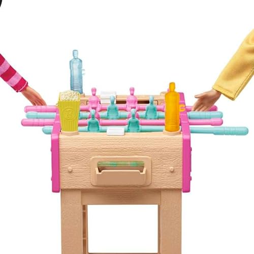 Barbie Set de juego con futbolín, perrito y accesorios de juguete para muñecas, regalo para niñas y niños +3 años (Mattel GRG77)
