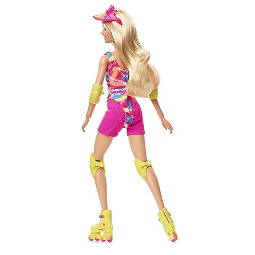 Barbie THE MOVIE, Margot Robbie como Barbie, Look patinadora Muñeca con ropa neón y patines, HRB04