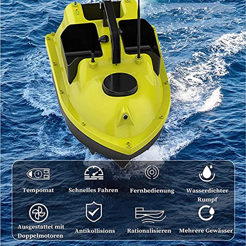 Barco Cebador para Pesca RC, Barco de Cebo Carpfishing Impermeable 500M, Bait Boat con Motor Doble, Mando a Distancia GPS, Adecuado para Lagos y Ríos, Carga 2kg