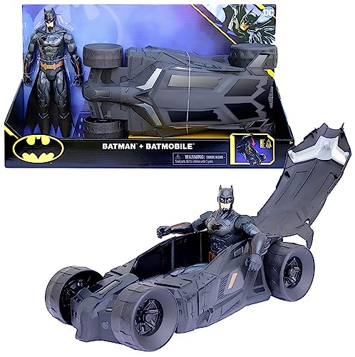 Batman - DC Comics - Set Batman Y BATMÓVIL - Figura de Acción de Batman de 30 cm y Coche Batman - 6064628 - Juguetes Niños 3 Años +