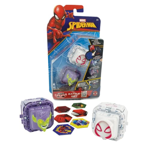 Battle Cubes Spiderman - Juego de 2 Tijeras de Papel de Roca, diseño de Duende Verde y Spider-Gwen