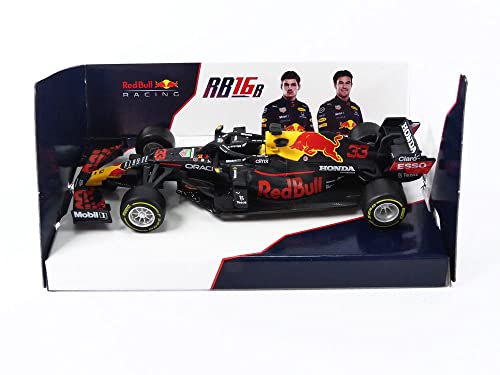 Bburago Race 18-38155 Compatible con Red Bull Honda RB16B, No.33, Racing Honda, Fórmula 1, M.Verstappen, 2021. 1:43, Modelo Terminado