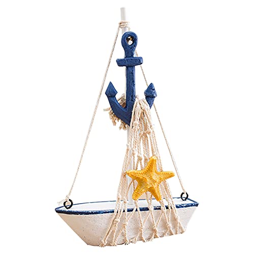 BEDNL Decoración Navegación de Madera decoración océano Playa velero Barco Modelo Arte artesanía Conjunto Ornamento con Salvavidas decoración náutica for el hogar (Color : Anchor)