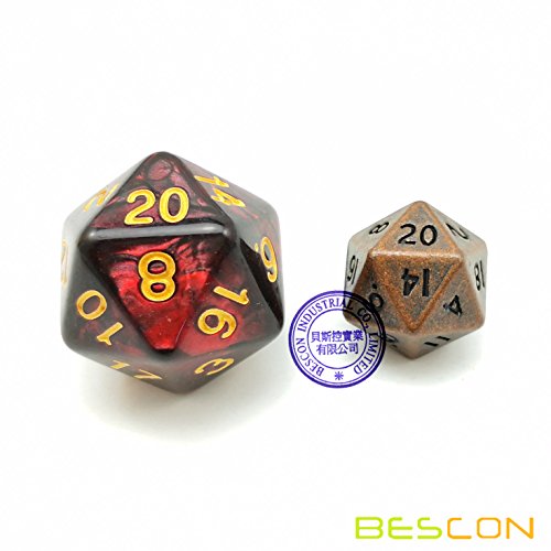 Bescon 10MM Mini Solid Metal Dice Set Antique Copper, Mini Metallic Polyhedral D&D RPG Miniature Dice 7-Sets