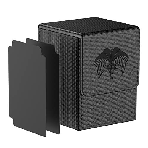 Bheddi Caja de cartas compatible con YGO TCG Cartas, con 2 divisores por caja-Grande para Tiene hasta más de 150 cartas-Premium Magnetic Flip Box (Forbidden One)(Negro)