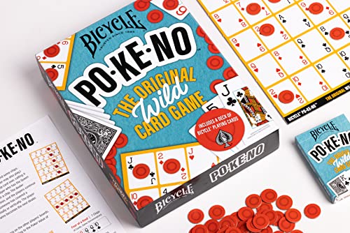 Bicycle Juego de cartas Pokeno (incluye 1 baraja, tarjetas de puntuación y fichas)