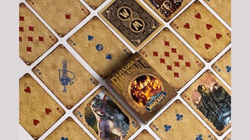 Bicycle World of Warcraft - Baraja de póquer oficial personalizada WoW, incluye bolsa de cartas de cifrado (amarillo)