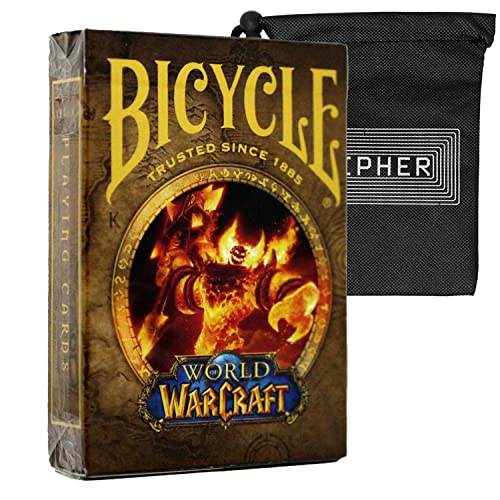 Bicycle World of Warcraft - Baraja de póquer oficial personalizada WoW, incluye bolsa de cartas de cifrado (amarillo)