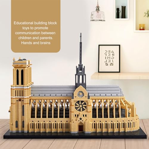 Big Architecture Francia Notre Dame de Paris Kit de construcción Mini DIY STEM Juguetes de ensamblaje para adultos y niños Juego de bloques Micro Bloques 7380PCS Modelo emblemático