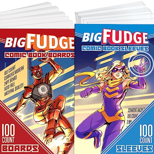 BIG FUDGE 100 Funda para Comic y 100 Protector de Libros - Fundas Manga Transparentes sin Ácido de 18 x 27cm y Tapas Traseras de 17 x 27cm - Para Comics de los Años 90 y Actuales