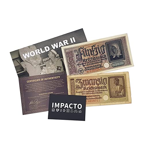 Billetes de Colección de la Segunda Guerra Mundial - 2 Billetes de invasión del Tercer Reich - Billetes del Mundo - Coleccionables con Certificado de Autenticidad - Impacto
