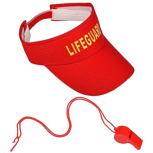 Bohue 2 accesorios de salvavidas sombrero de salvavidas silbato rojo ajustable gorra de plástico silbato juguetes disfraz de lujo para fiesta en la piscina en la playa, rosso, XL