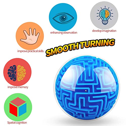 Bola de Laberinto - 3D Maze Ball, Brain Teaser Puzzles Sphere Globe Game y Training Labyrinth Toy - Desafíos educativos del Rompecabezas de la Bola del Cubo 3D para el Juego de los acertijos Oilave