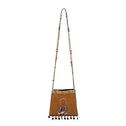 Boland 44144 - Bolso indio, tamaño aprox. 21 cm, bolso de hombro, india, marrón, carnaval, halloween, fiesta temática, disfraz