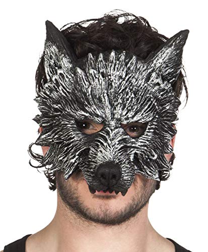Boland Máscara de media cara 97516 Werewolf Werewolf para adultos, gris, talla única, 1 pieza