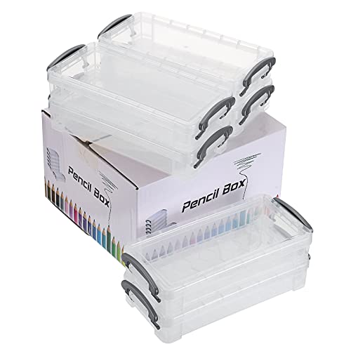 BTSKY - Caja organizadora con 6 compartimentos para almacenamiento de lápices, translúcida