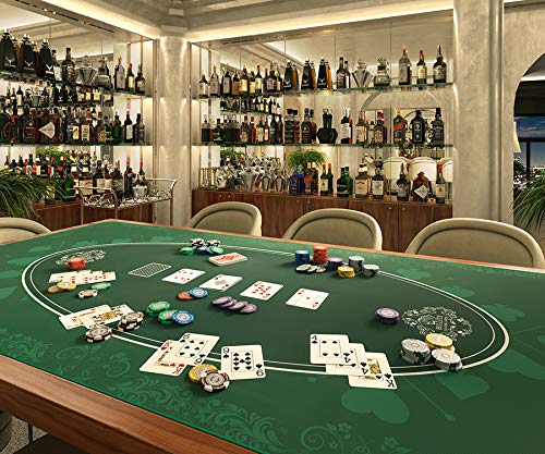 Bullets Playing Cards Tapete Cartas Poker Profesional y Juegos de Mesa 180 x 90 cm para tu Propia Mesa de póquer - Alfombra Antideslizante Premium