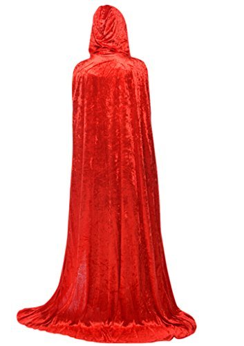 Cabo de Halloween Poncho capucha el vestido bruja capilla larga de Cosplay del traje diablo medieval Escudo maquillaje mujer del hombre del traje unisex cabo Príncipe princesa adultos-Rojo