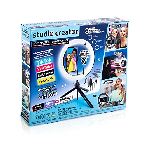 Canal Toys- Studio Creator-Kit de Inicio de creación de vídeos Profesionales-Anillo de Luz LED 3 Modos con trípode-Canal, INF 019, Blanco