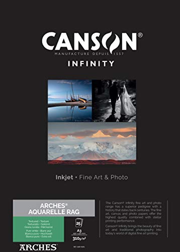 Canson Infinity Arches Aquarelle 100% Fino 310g Caja A3 25H Blanco Natural
