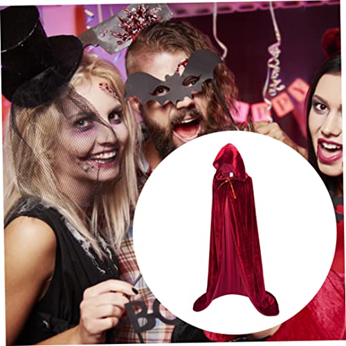 Capa encapuchada de longitud completa, 59 pulgadas unisex para adultos Cape de terciopelo, túnica de fiesta mascarada para el vestuario de la fiesta de cosplay de Halloween (rojo 150 cm)