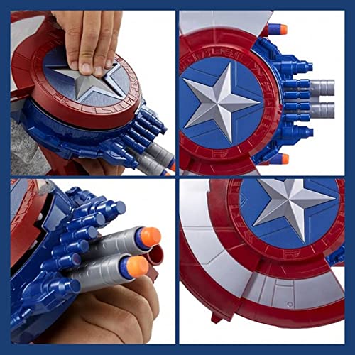 Capitán América Escudo Suave Bullet Launcher Juguetes Disfraces Heroicos Juegos de rol Superhéroe Retro Disfraz Escudo Adultos y Niños Decoración de Pared (#1)