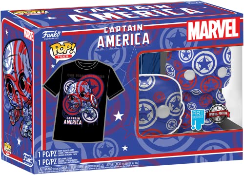 Captain america Capitán América Marvel Patriotic Age (Art Series) - Pop! & Camiseta Hombre ¡Funko Pop! Standard M