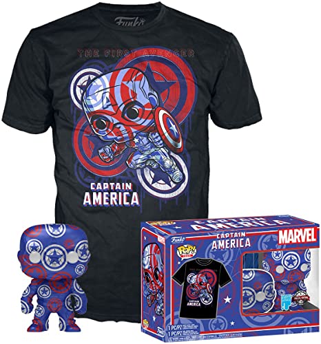 Captain america Capitán América Marvel Patriotic Age (Art Series) - Pop! & Camiseta Hombre ¡Funko Pop! Standard M