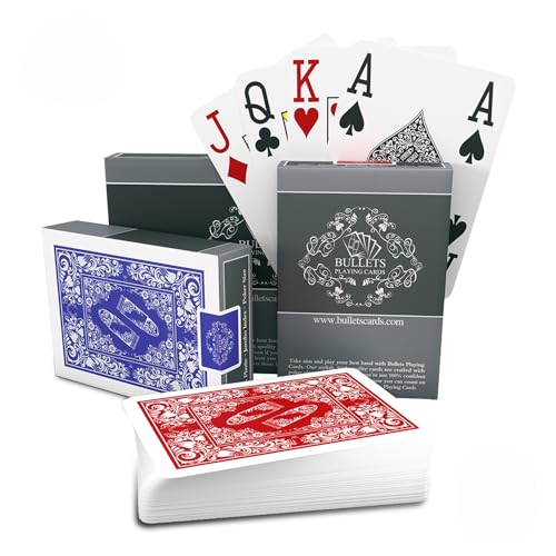 Cartas de póquer de plástico a prueba de agua Pack doble de personajes de cuatro esquinas - Juegos de cartas con Jumbo Index para Texas Holdem Poker