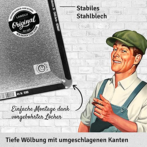 Cartel de chapa retro con texto en alemán "60 Birthday", alternativa a la tarjeta de cumpleaños 60, regalo divertido para 60 cumpleaños, placa de metal vintage con texto divertido, curvada, 17 x 34 cm