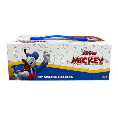 CARTOON Maletín con colores para niños Mickey Mouse Disney juego de 52 piezas de colores y papelería caja con cajones kit de dibujo y pintura