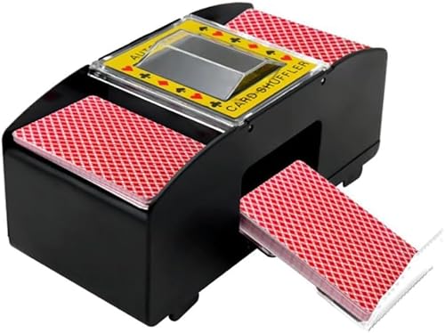 CASA E BENESSERE Kit distribuidor de cartas de juego electrónico + 2 mazos de póquer, mezcla de cartas automática, funciona con baterías, mezclador, juego uno, burraco (kit distribuidor + 2 mazos