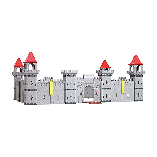 Castillo de caballero grande con figuras del reino del castillo (variante B, caballeros en plata-negro-plata-azul).