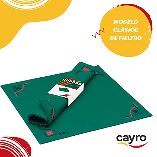 Cayro - Tapete - Modelo Clásico de Fieltro - 50 x 50 cm - Accesorio para Juegos de Mesa - Ideal para Póker, Cartas o Dados - hasta 4 Jugadores - Verde