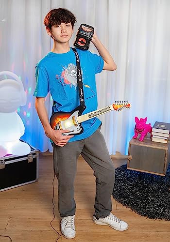 Cefa Toys - Guitarra Eléctrica con Amplificador Jam Hero, con 4 Tipos de Guitarra, Acústica, Stratocaster, Telecaster y Metal, Incluye Luz, Correa, Amplificador por Bluetooth y Entrada de Audio