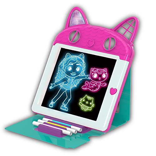 Cefa Toys - Pizarra Luminosa Premium con Luces de Colores La Casa de Muñecas de Gaby, Pizarra Mágica con Tableta Luminosa, 3 Rotuladores de Doble Cara, Apto para Niños a Partir de 5 Años