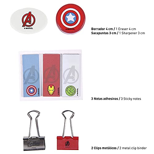 Cerdá - Set Escolar Completo con Estuche Transparente y Material de Avengers - Licencia Oficial Marvel
