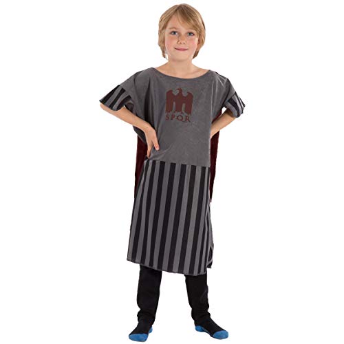 Charlie Crow Disfraz de soldado romano para niños | Dos colores marrón y gris | Dos tamaños para 5-8 años y 9-12 años (gris, 9-12 años)