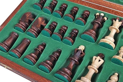 Chess and games shop Muba Hermoso juego de ajedrez de madera hecho a mano con tablero y piezas - Productos de idea de regalo (40 cm), de 1 a 2 jugadores.