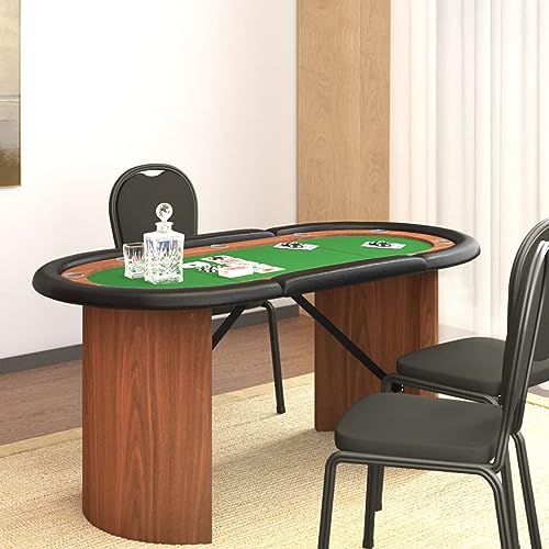 CIADAZ Mesa de póquer para 10 Jugadores Verde 160x80x75 cm, Mesa Poker, Mesa de Juego de póquer, Mesilla Auxiliar