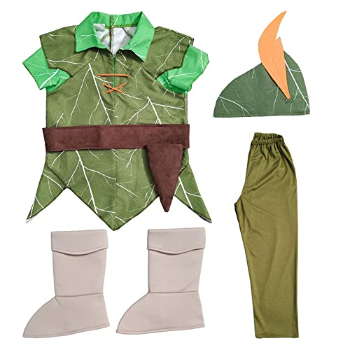 Cimefi Disfraz infantil de Peter Pan para niños, disfraz de hada de fantasía, disfraz de Elf