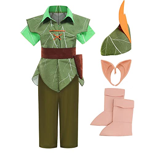 Cimefi Disfraz infantil de Peter Pan para niños, disfraz de hada de fantasía, disfraz de Elf