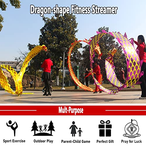 Cinta De Danza del Dragón Streamer de cinta de dragón 3D largo Wu Long de danza del dragón de Fitness para lanzar al aire libre de 26 pies con mango de fibra de vidrio y bolsa de viaje ( Color : Multi