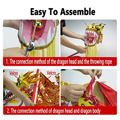 Cinta De Danza del Dragón Streamer de cinta de dragón 3D largo Wu Long de danza del dragón de Fitness para lanzar al aire libre de 26 pies con mango de fibra de vidrio y bolsa de viaje ( Color : Multi