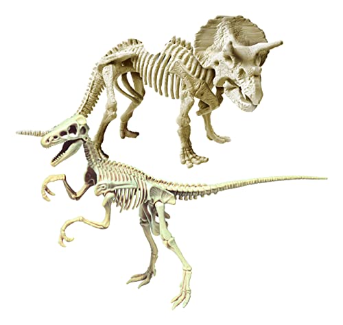 Clementoni 3 Dominion Valeociraptor + Triceratops Jurassic World, Arqueología de Dinosaurios, a Partir de 7 años (19289), Multicolor