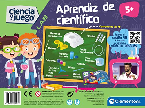 Clementoni, Ciencia Junior, Aprendices de científico, Juego Educativo de Ciencias, Taller experimentos, Juguete niños 5 años, Juego en español (55491)
