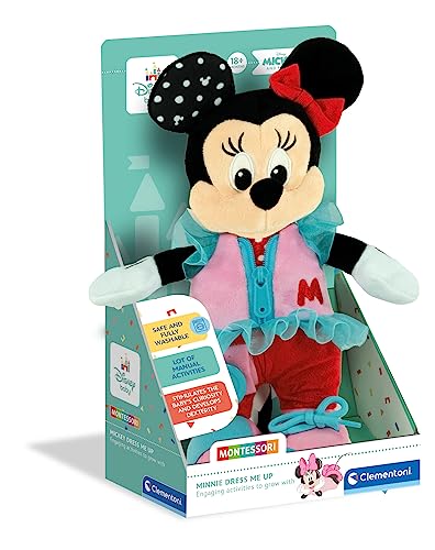 Clementoni Disney Baby Minnie Vísteme Infantil para Desarrollar La Psicomotricidad Fina Y Las Habilidades Manuales, Juego Montessori 1 Año, Juguete Bebé 18 Meses, Multicolor (17860)