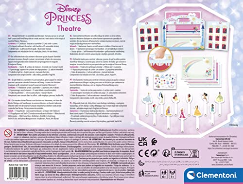 Clementoni- Disney títeres, Pinta y construye tu Teatro de Princesas con escenarios Diferentes, a Partir de 6 años (18727), Multicolor