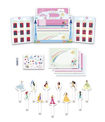Clementoni- Disney títeres, Pinta y construye tu Teatro de Princesas con escenarios Diferentes, a Partir de 6 años (18727), Multicolor